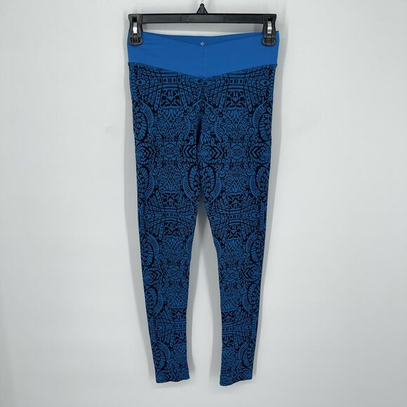 NUX Women's Stretchy Ribbed Activewear Leggings Jacquard Size M Blue, Black - Picture 1 of 9